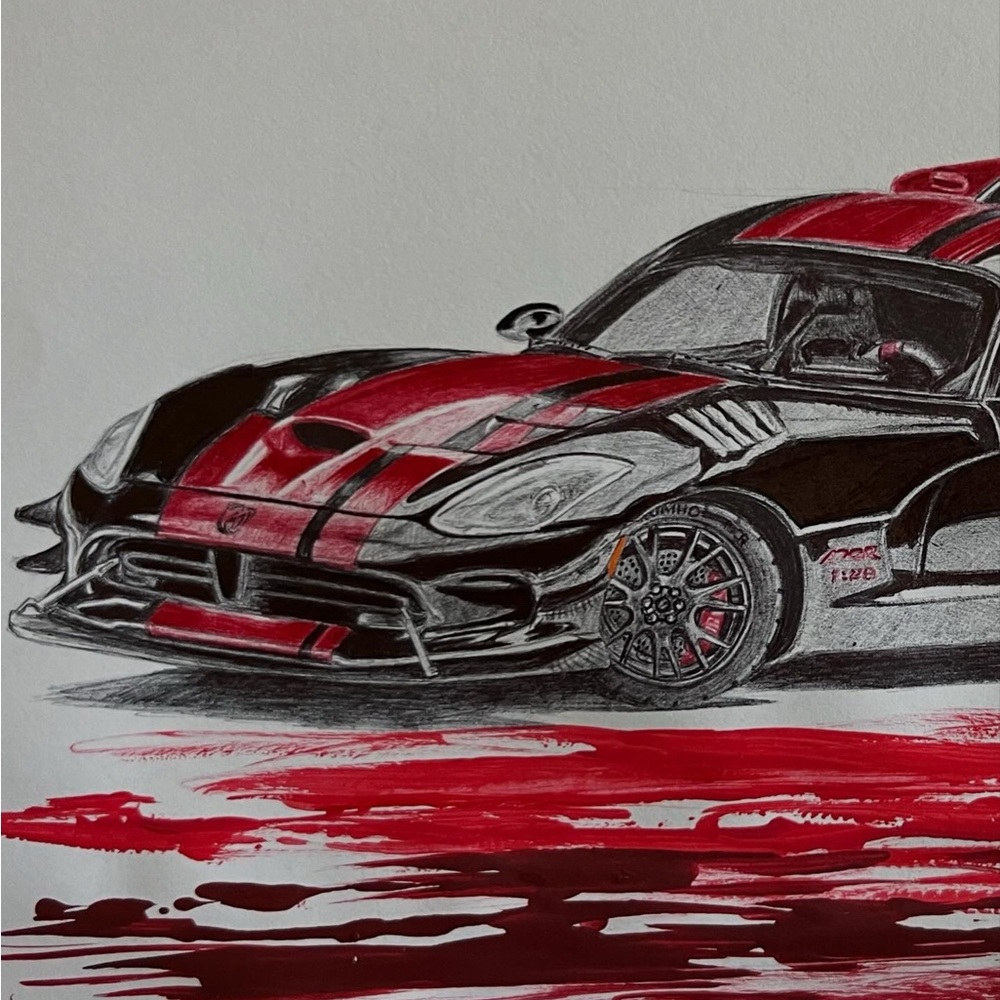 Red and Black Sports Car Dodge 2017 - Picture 2 of 2